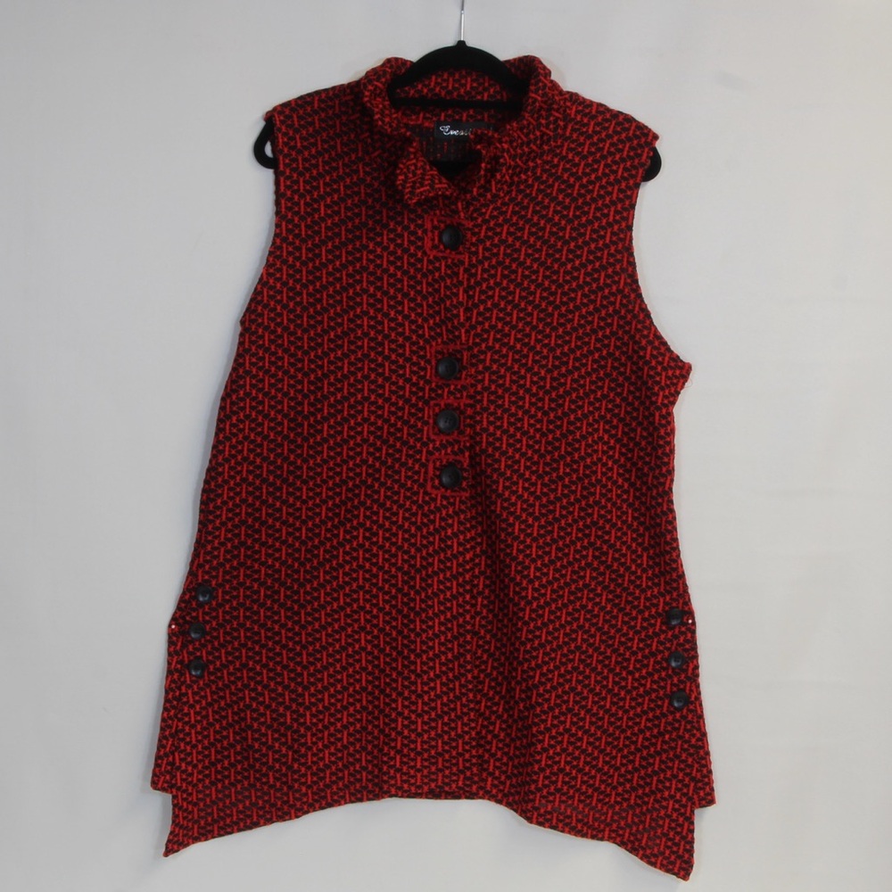 Creation Women's Red and Black Sleeveless Women's Top
